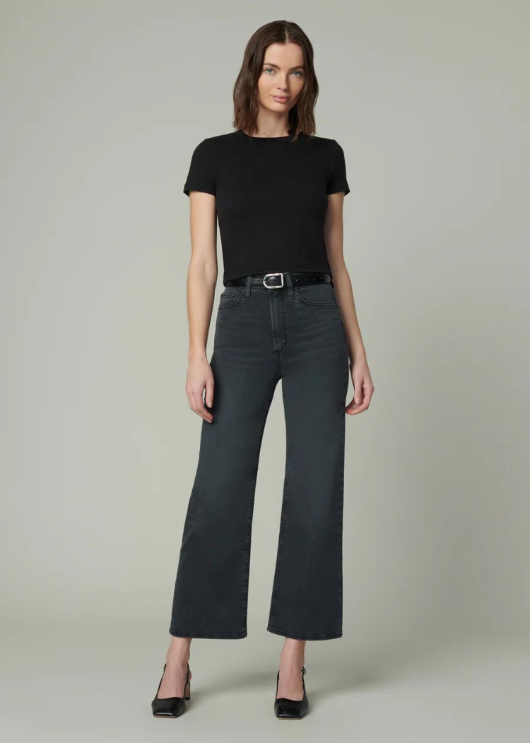 Joe's Jeans Mia Wide Leg Ankle - Black Cat-Hand In Pocket