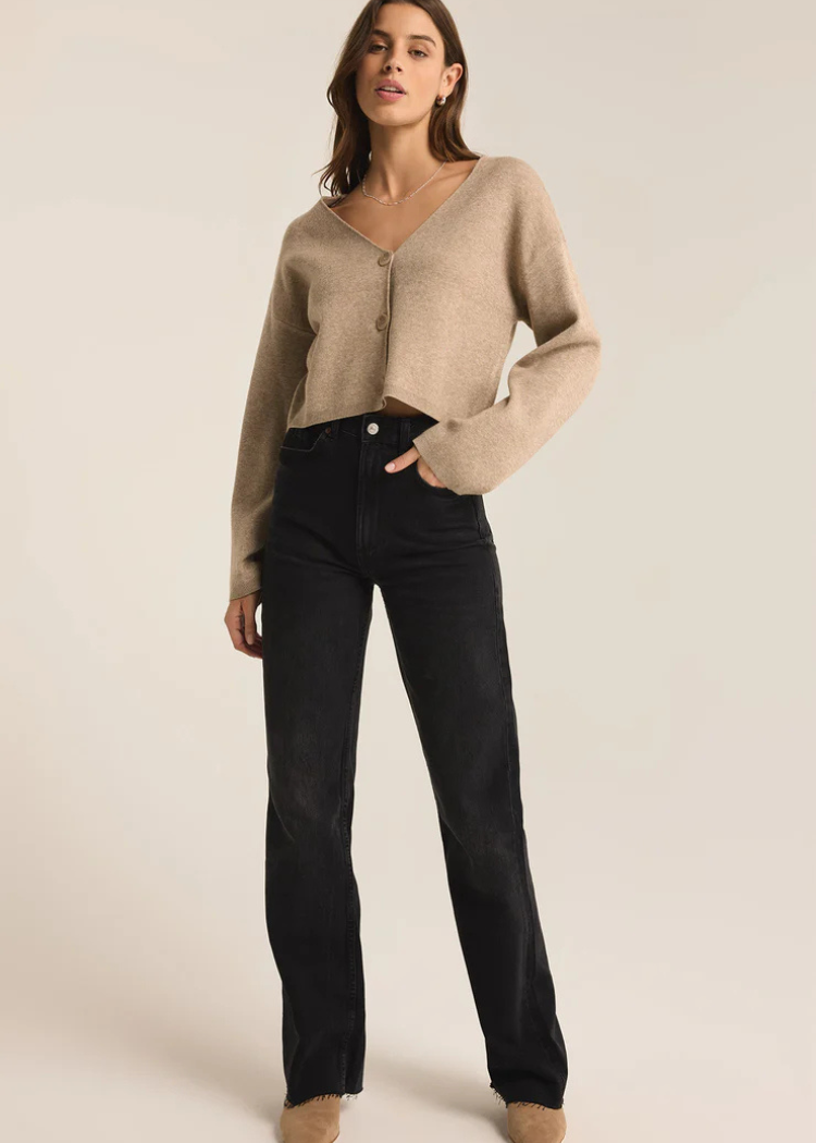 Z Supply Estelle Cardigan - Oatmeal Heather-Hand In Pocket