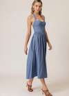 Line + Dot Raquel Midi Dress- Blue-Hand In Pocket