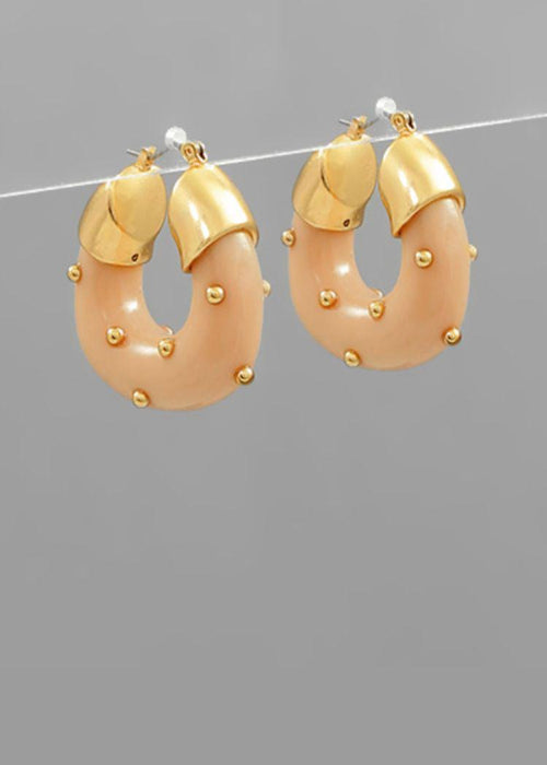 Nanea Studded Hoops-Beige-Hand In Pocket