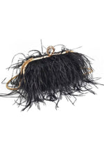 Harlow Feather Evening Bag: Black-Hand In Pocket