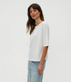 Michael Stars Reid Oversized Crew Neck- White-Hand In Pocket