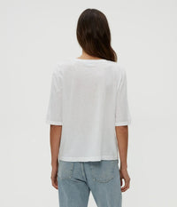 Michael Stars Reid Oversized Crew Neck- White-Hand In Pocket