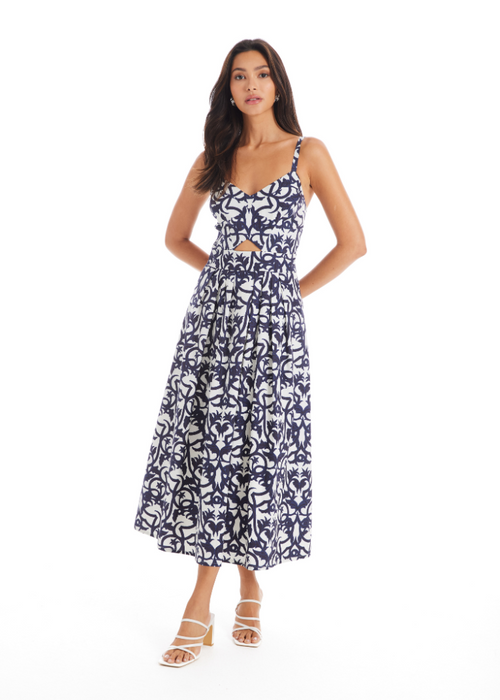 Allison Natalie Midi Dress- Damask-Hand In Pocket