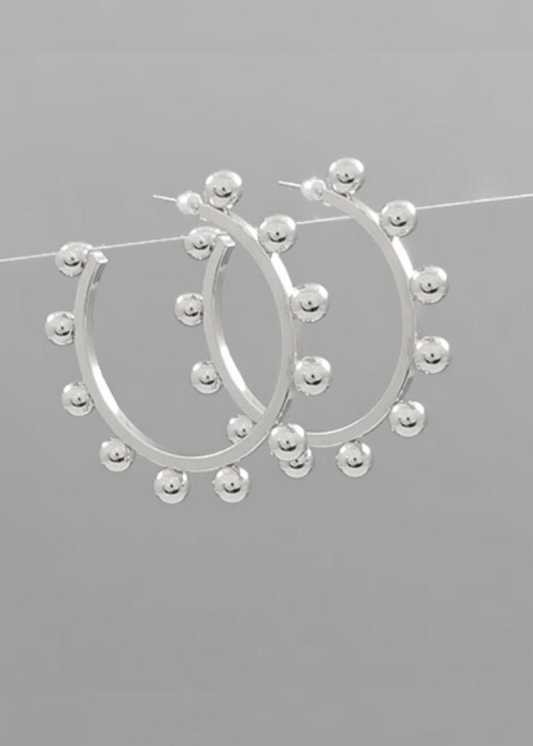 Daniella Studded Hoops - Silver-Hand In Pocket