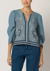 Cleobella Farrah Blouse- Cardamon Blue-Hand In Pocket