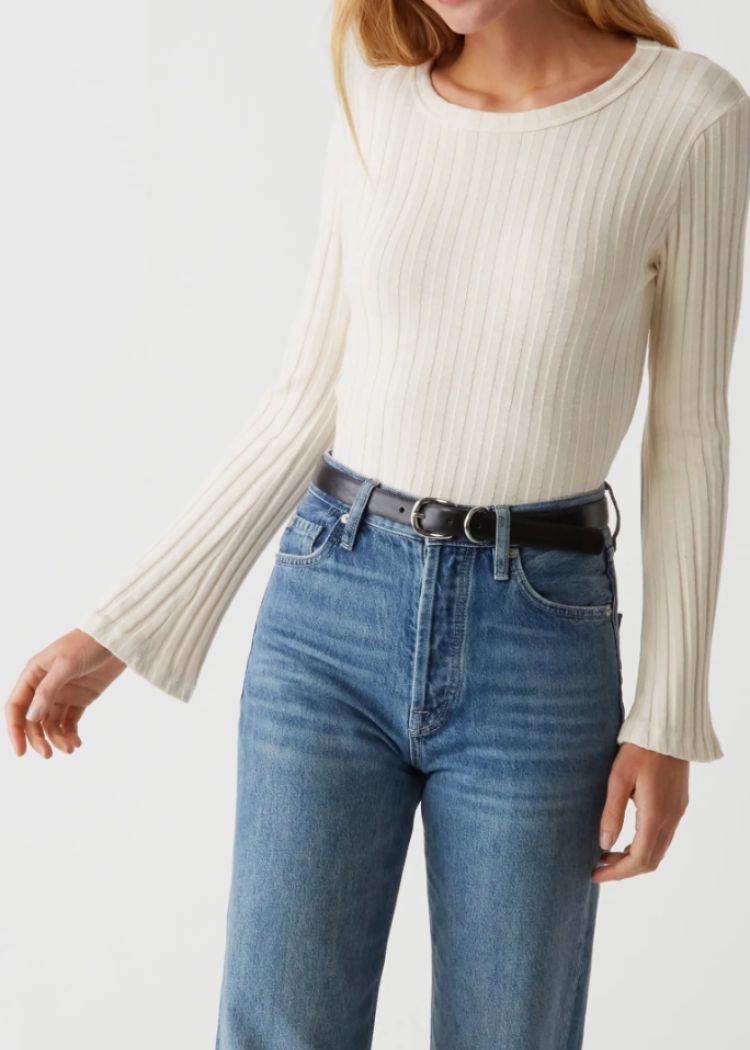 Valerie Bell Sleeve Top- Chalk-Hand In Pocket