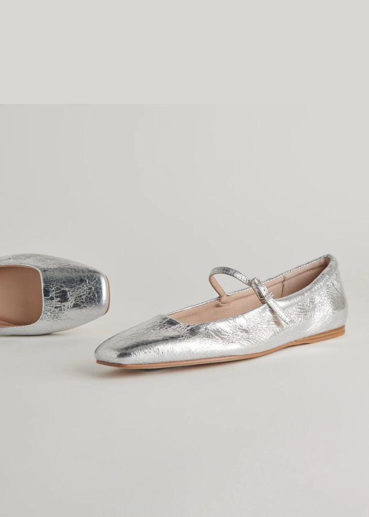 Dolce Vita Reyes Ballet Flat- Silver Distressed ***FINAL SALE***-Hand In Pocket