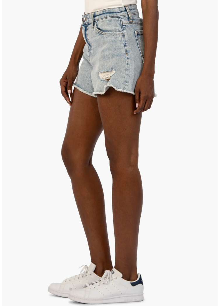 Kut Jane High Rise Shorts w/Frayed Hem- Alight ***FINAL SALE***-Hand In Pocket