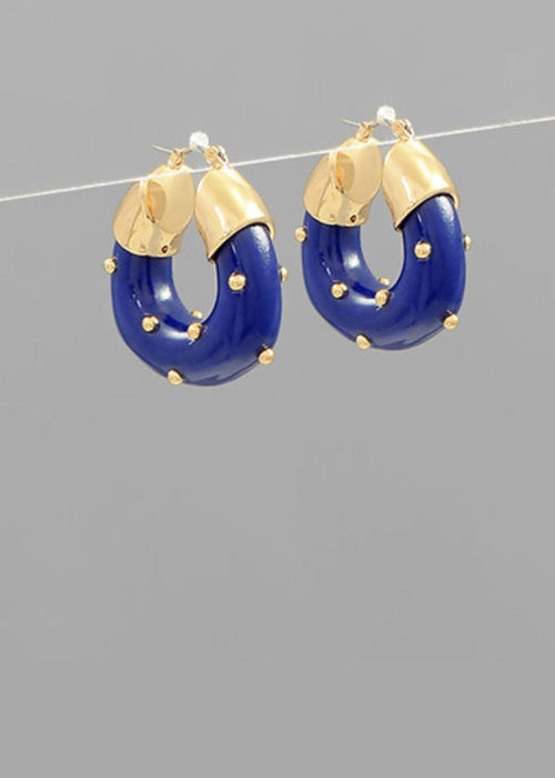 Nanea Studded Hoops-Royal Blue-Hand In Pocket