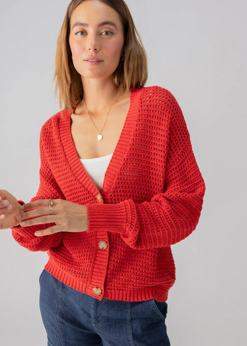 Sanctuary Falling For Fall Cardi- Cherry Red-Hand In Pocket