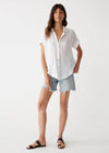 Michael Stars Bailey Gauze Button Down Shirt- White ***FINAL SALE***-Hand In Pocket