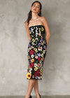 Adelyn Rae Beth 3D Floral Midi Dress- Black Multi-Hand In Pocket