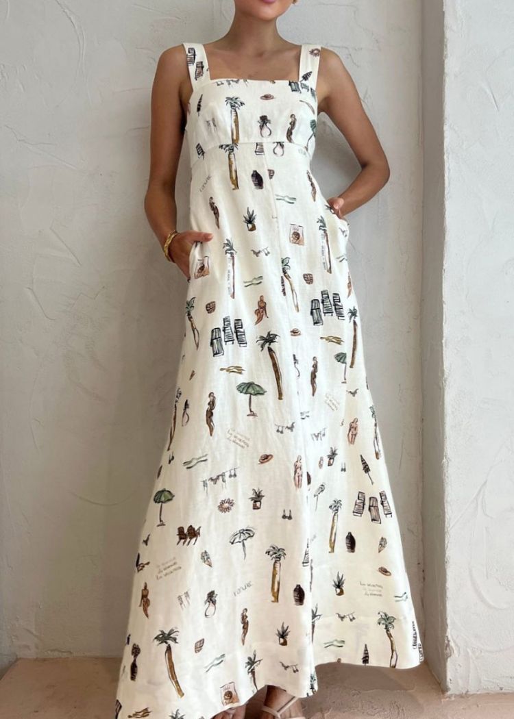 Alohi Graphic Print Maxi Dress-Hand In Pocket