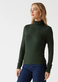 Michael Stars Tara Crop Turtleneck- DK Matcha ***FINAL SALE***-Hand In Pocket