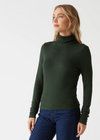 Michael Stars Tara Crop Turtleneck- DK Matcha-Hand In Pocket