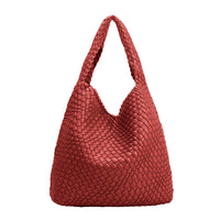 Johanna Red Large Recycled Vegan Shoulder Bag-Hand In Pocket