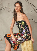 Adelyn Rae Beth 3D Floral Midi Dress- Black Multi-Hand In Pocket