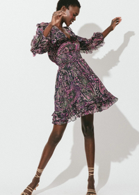 Cleobella Bellamy Mini Dress - Caymen Paisley Purple-Hand In Pocket