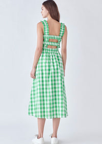 Alice Check Print Midi Dress- Green ***FINAL SALE***-Hand In Pocket