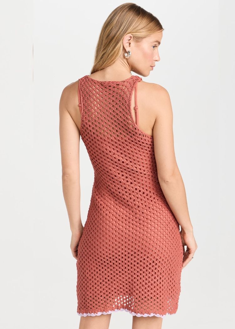 MINKPINK Carver Crochet Mini Dress - Rust/Pink-Hand In Pocket