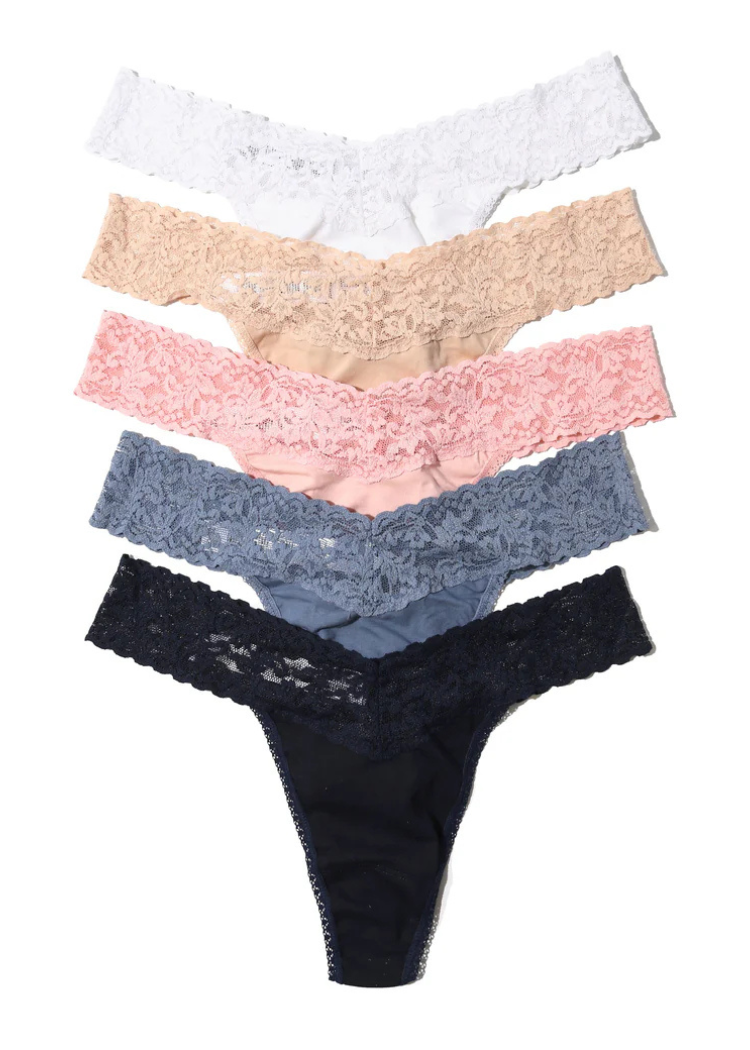 Hank Panky 5 Pack Cotton Original Rise Thongs-Hand In Pocket