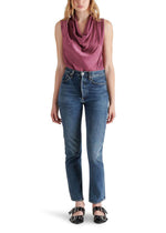 Steve Madden Jayde Top- Royal Plum-Hand In Pocket