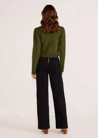 MINKPINK Sally Pointelle Knit Jumper- Forrest Green ***FINAL SALE***-Hand In Pocket