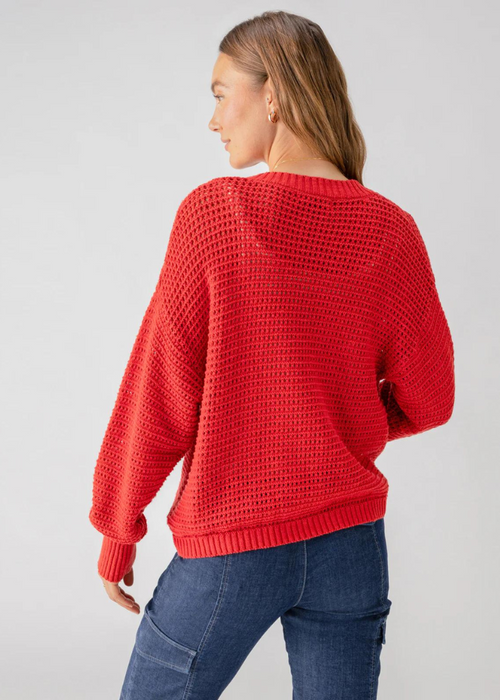 Sanctuary Falling For Fall Cardi- Cherry Red-Hand In Pocket