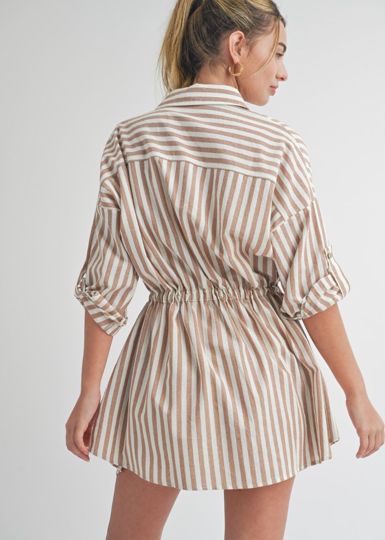 Charlotte Stripe Shirt Dress- Brown ***FINAL SALE***-Hand In Pocket