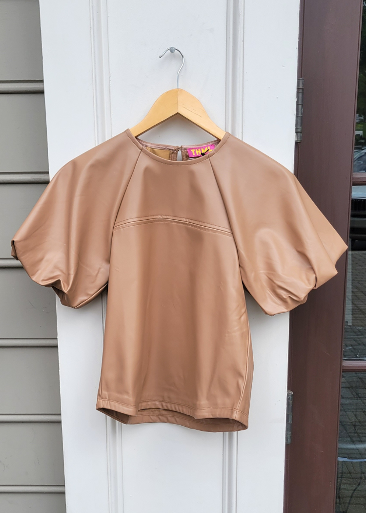 THML Telluride Puff Sleeve Leather Top ***FINAL SALE***-Hand In Pocket