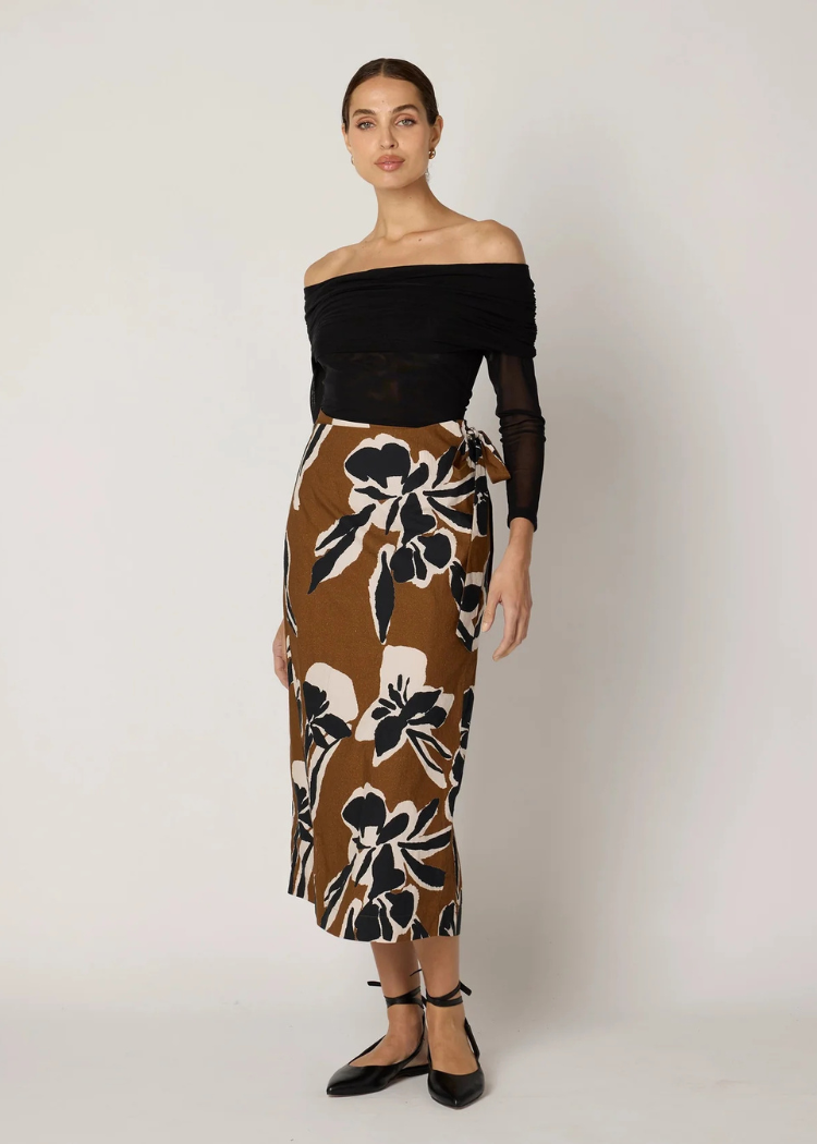 Cleobella Camilla Midi Skirt- Smoked Clover-Hand In Pocket