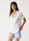 Michael Stars Bailey Gauze Button Down Shirt- White ***FINAL SALE***-Hand In Pocket