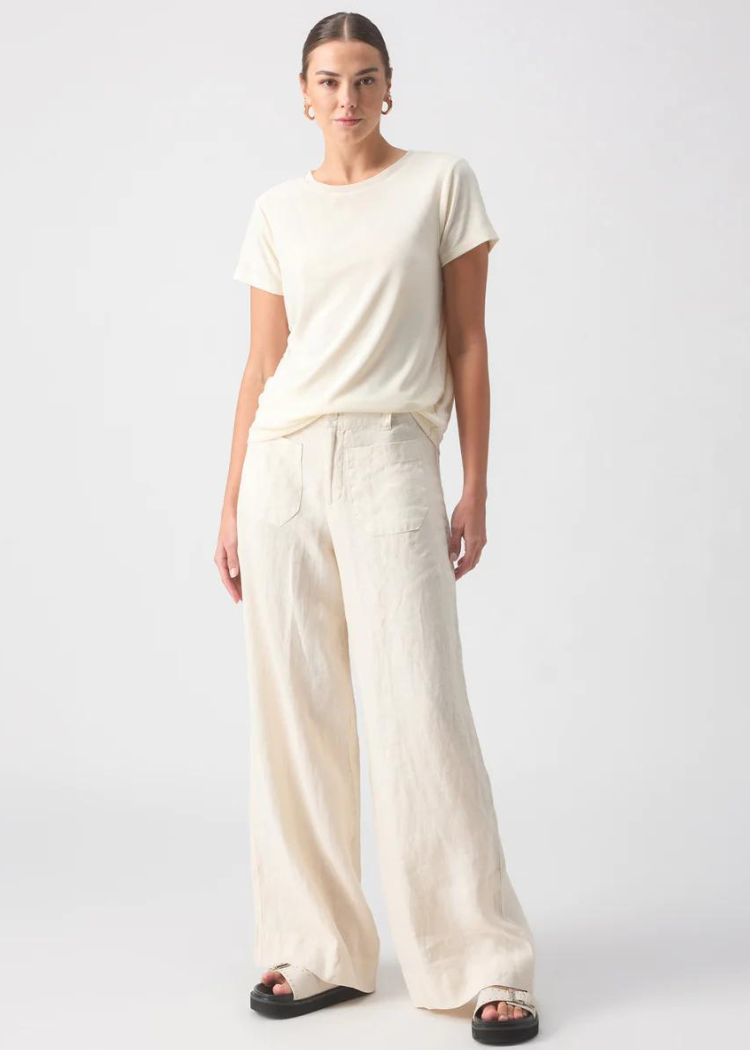 Sanctuary The Linen Marine Wide Leg-Birch ***FINAL SALE***-Hand In Pocket