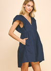 Kyma Sleeveless Tiered Mini Dress- Navy-Hand In Pocket