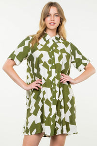 THML Justina Geo Print Dress-Hand In Pocket