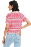 Allison Chevron Knit Pullover- Pink