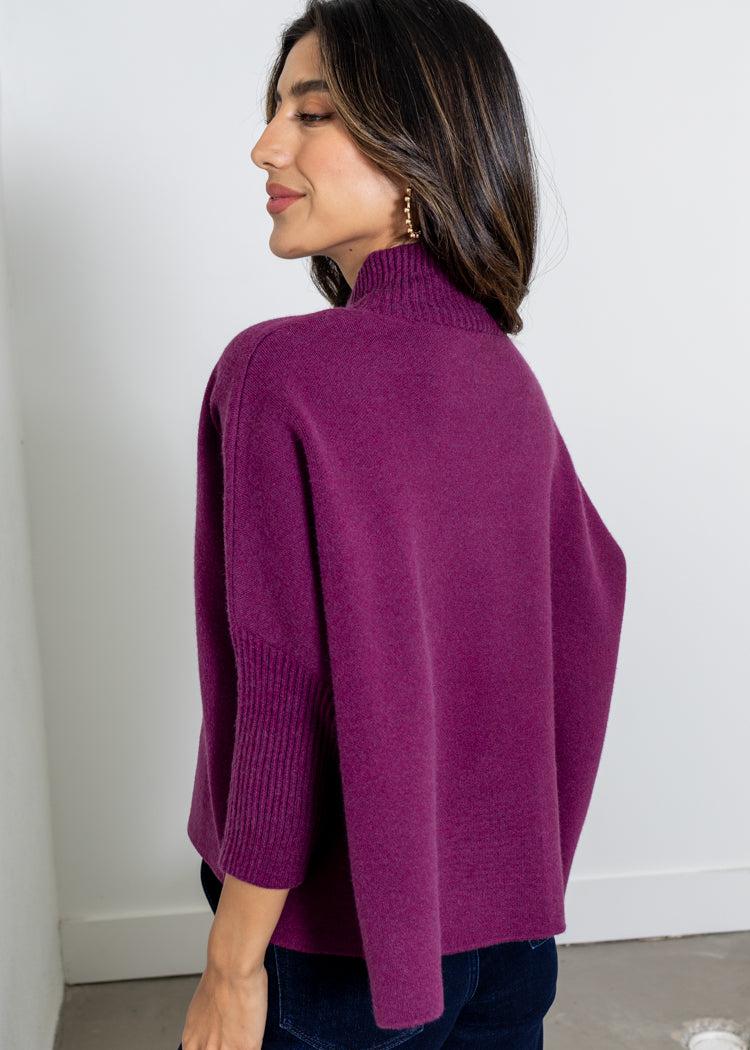 Aja Sweater- Purple Wine-Hand In Pocket