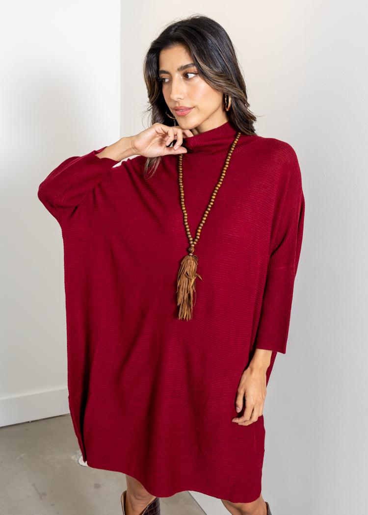 Kerisa Aja Linka Dress-Cherry Red-Hand In Pocket