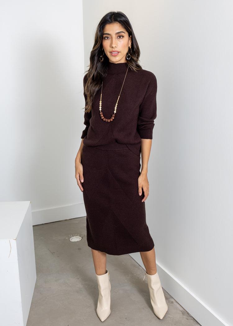 Astrid Kramer Knit Skirt- Chocolate-Hand In Pocket