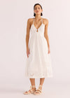 MINKPINK Romina Broderie Dress- White-Hand In Pocket