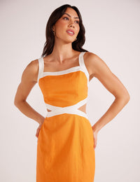 MINKPINK Jacques Contrast Midi Dress - Orange-Hand In Pocket