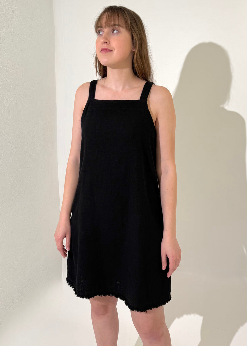 Bobi Cami Square Neck Dress- Black-Hand In Pocket