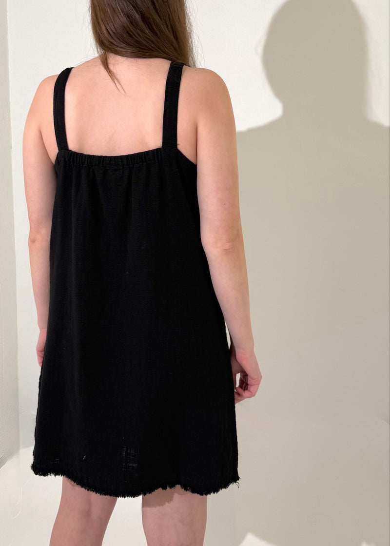 Bobi Cami Square Neck Dress- Black-Hand In Pocket