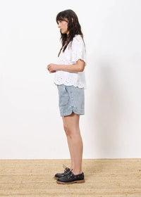 FRNCH Neda Eyelet Top- Blanc-Hand In Pocket