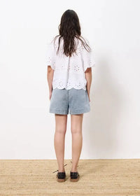 FRNCH Neda Eyelet Top- Blanc-Hand In Pocket