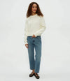 Michael Stars Merle Crew Neck Sweater- Off White-Hand In Pocket