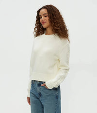 Michael Stars Merle Crew Neck Sweater- Off White-Hand In Pocket