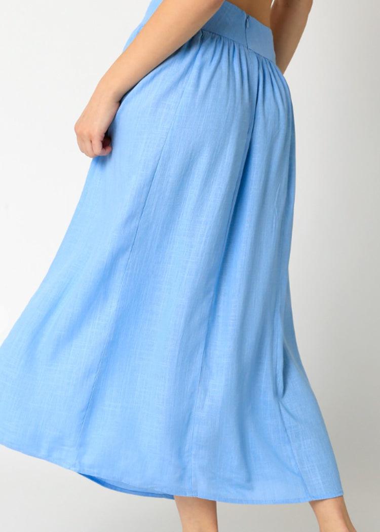 Sally A-Line Midi Skirt-Lt. Blue- ***FINAL SALE***-Hand In Pocket