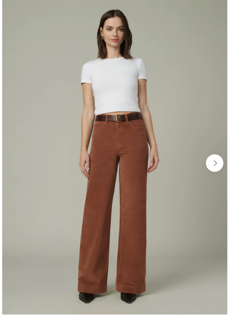 Joe's Jeans Mia Wide Leg Ankle -Cambridge Brown-Hand In Pocket